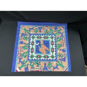 Vtg Wamcraft Bandana Southwestern Misprinted Wolf Off Center Cut 19 ¾” X 21”
